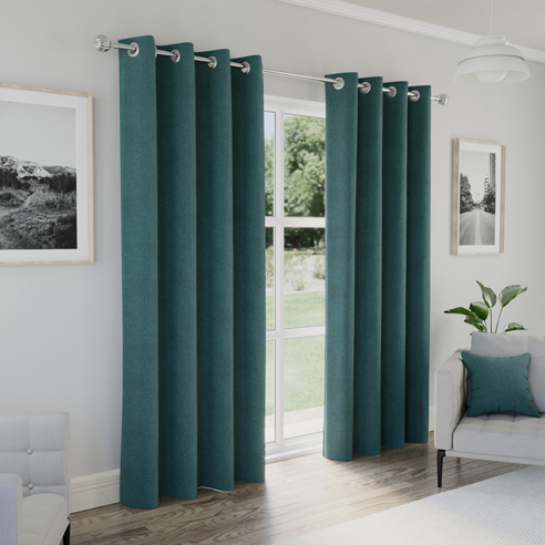 Austin (Blackout) Eyelet, Teal - Ready Made Curtains - Image 3